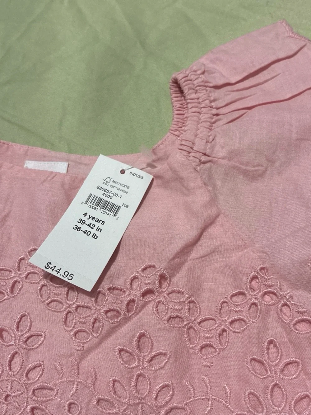 Brand New GAP Pink Eyelet Sundress with Flutter Sleeves